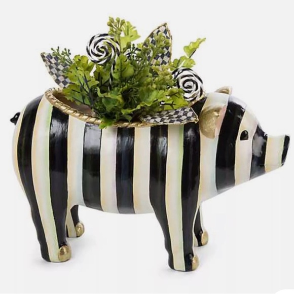 Mackenzie Childs Courtly Stripe Pig Planter - Picture 15 of 16